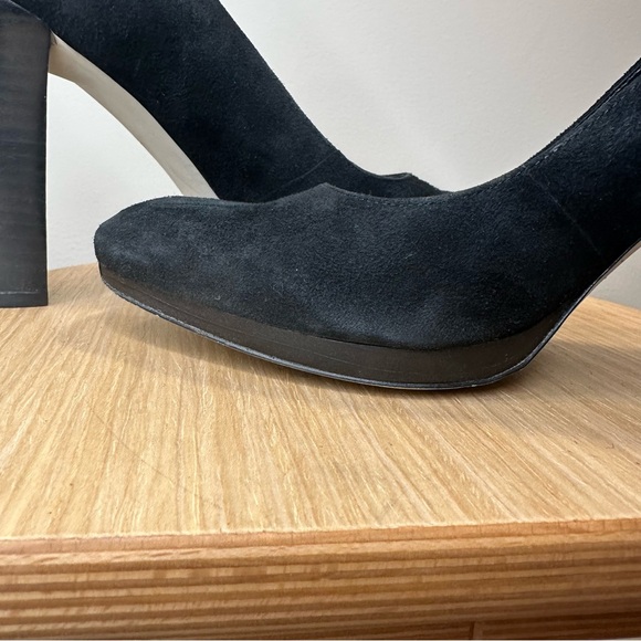 EUC Enzo Angiolini Women's Sz 9 M Black Suede Square Toe 3.75” Pumps Heels - Picture 9 of 10